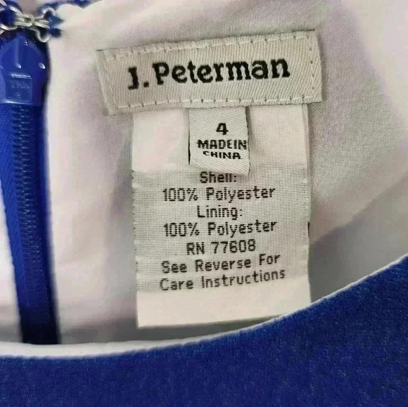 J Peterman Size 4 Blue / White Colorblock Hourglass Slimming Illusion Dress - Picture 3 of 3